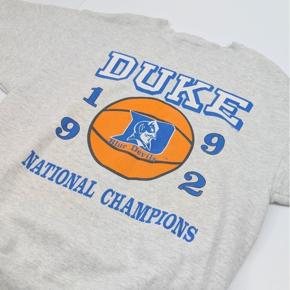 Vintage Hanes Duke Blue Devils 91-92 Championship Sweatshirt Mens Large Gray USA